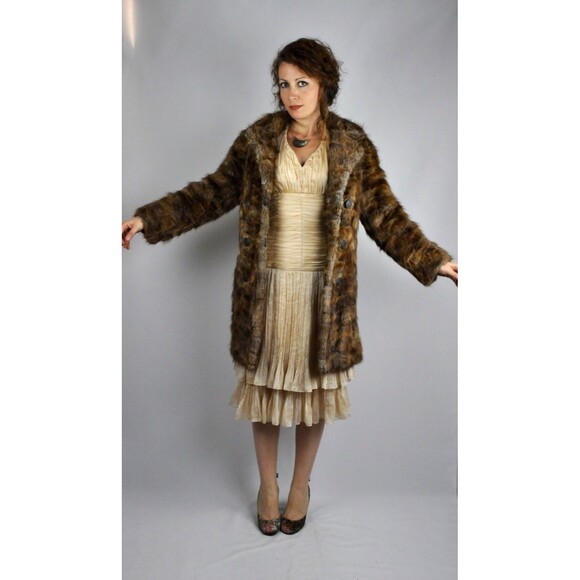 40s Fur Coat Jacket - Double Breast Coat Jacket - Chunky Fluffy Soft Fur XS - S - Picture 3 of 5